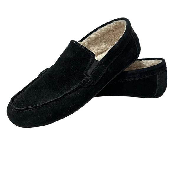 VINCE mens Gomez black suede faux fur lined slip on loafersSZ 10